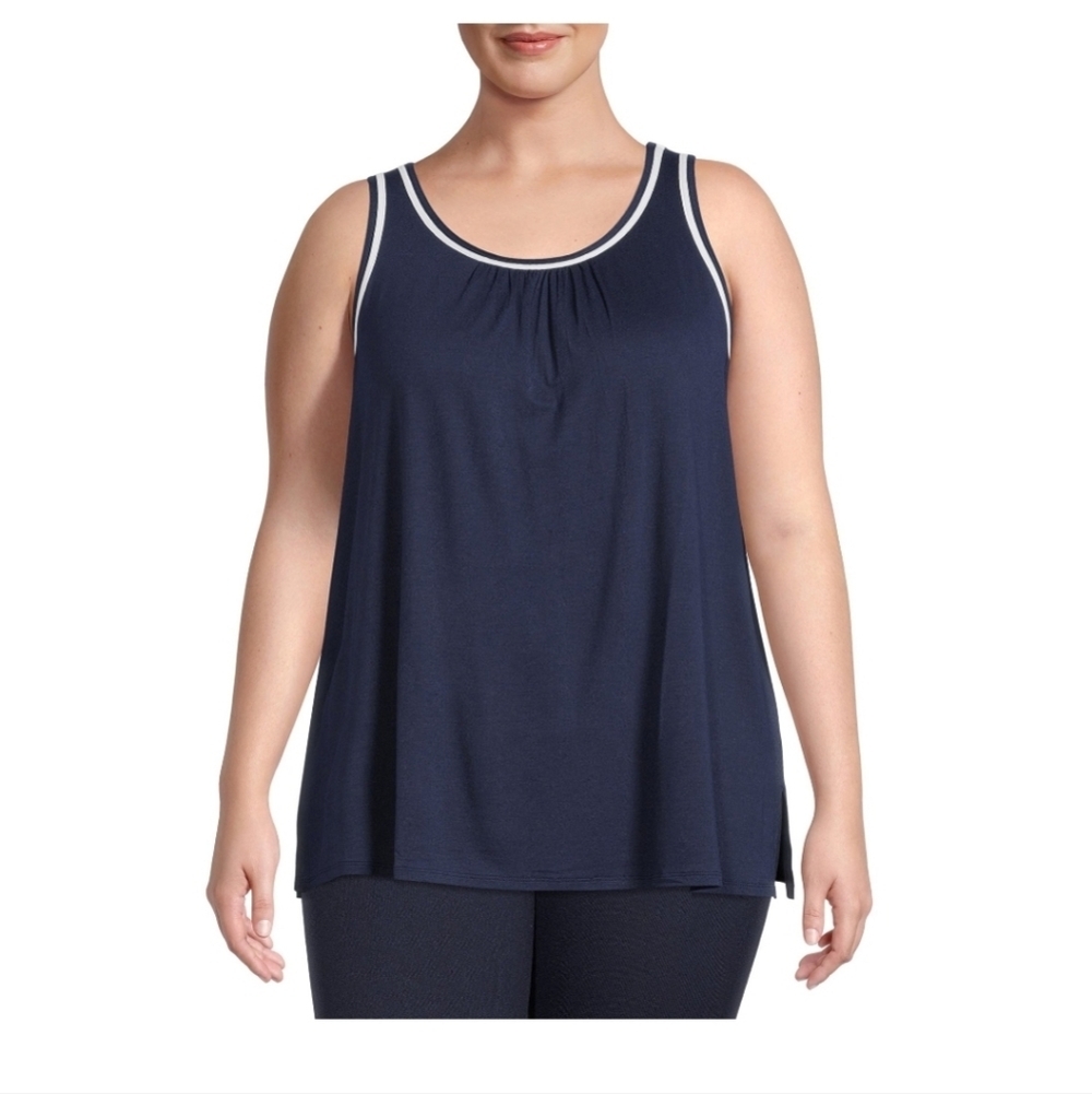 Secret Treasures Blue Shirred Tank 2X